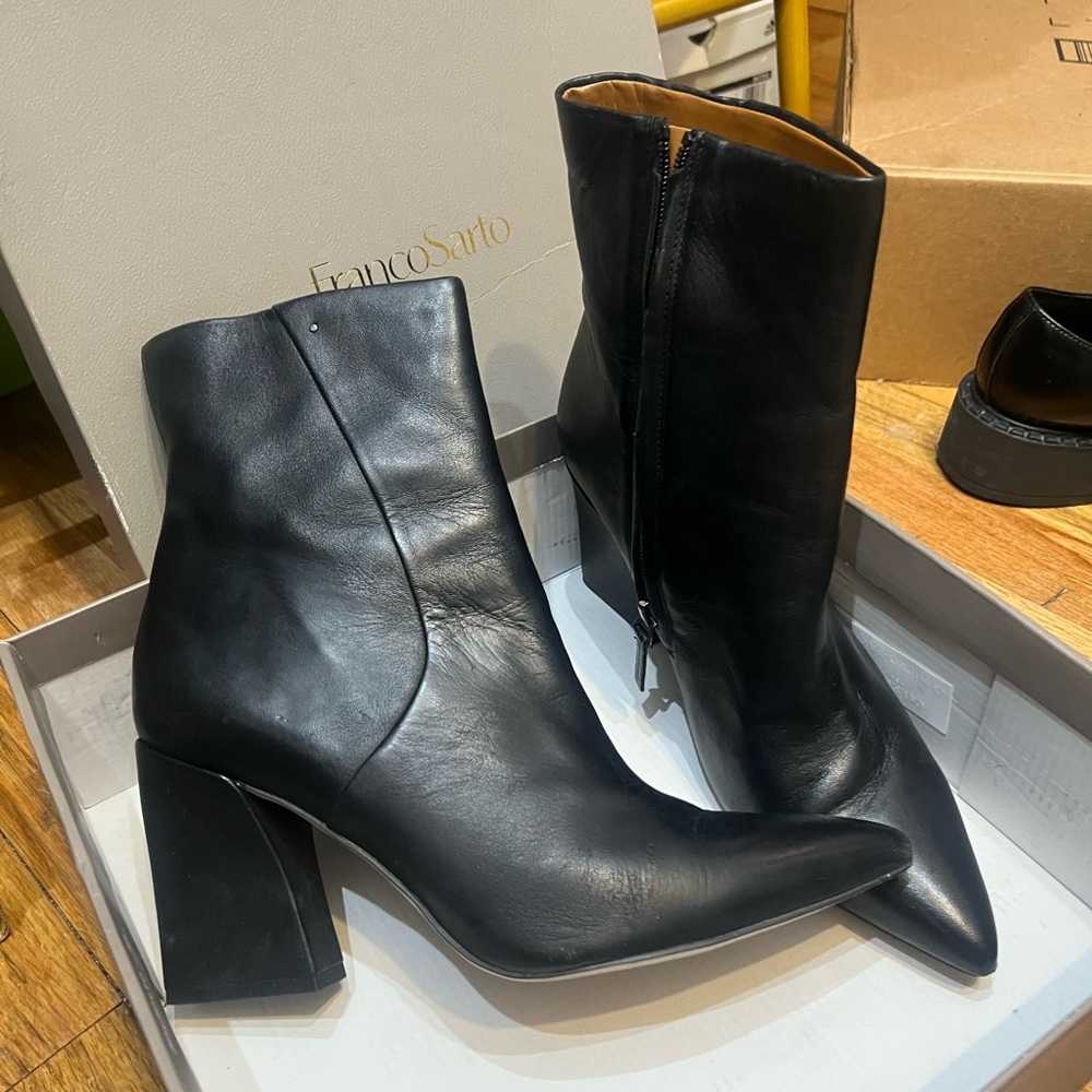 Franco Sarto Black real Leather Ankle Boots